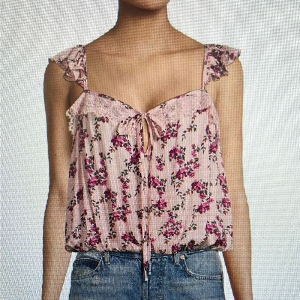 Free People Pink Floral Camisole